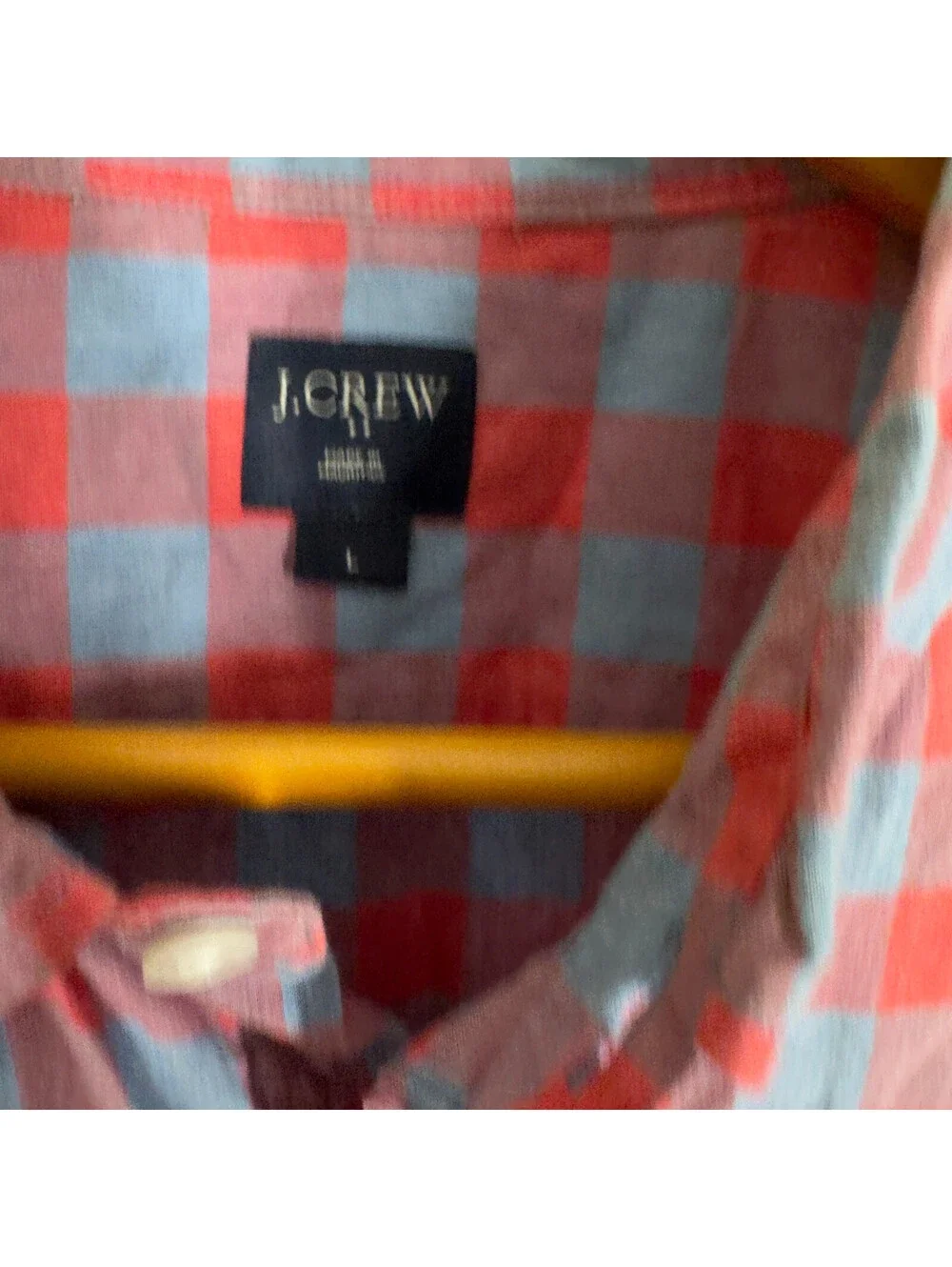 J. Crew Shirt Men L Large Blue Plaid Button Up Collared Short Sleeve Pockets